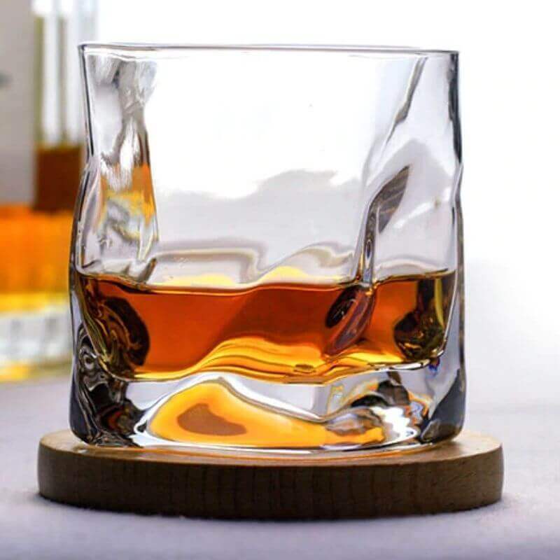 Edo Crumple Whiskey Glass with Wooden Box