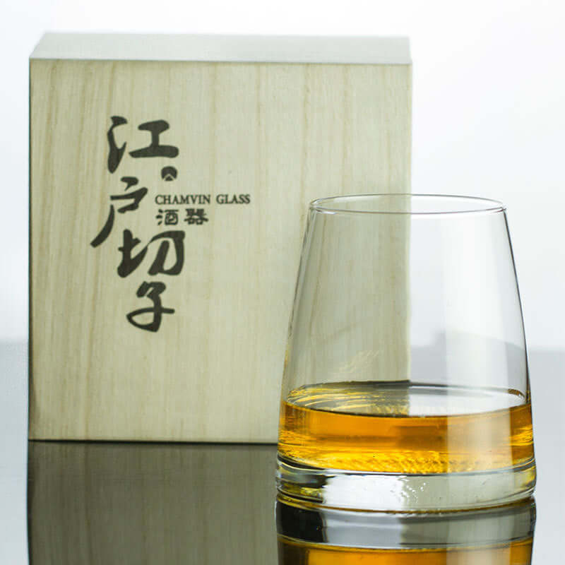 Edo Kiriko Glass with Wooden Box